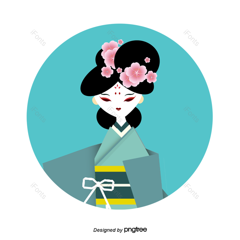 卡通人物图片,浅蓝色元素,传统服饰PNG,女性免抠素材